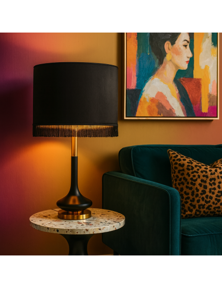 Velvet Balck - Gold -  Fringe Black Short